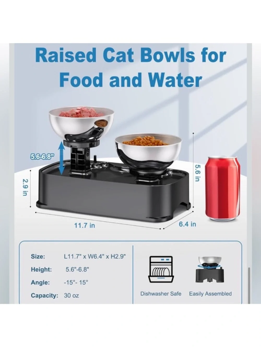 Adjustable Height and Tilt Double Pet Bowl Set